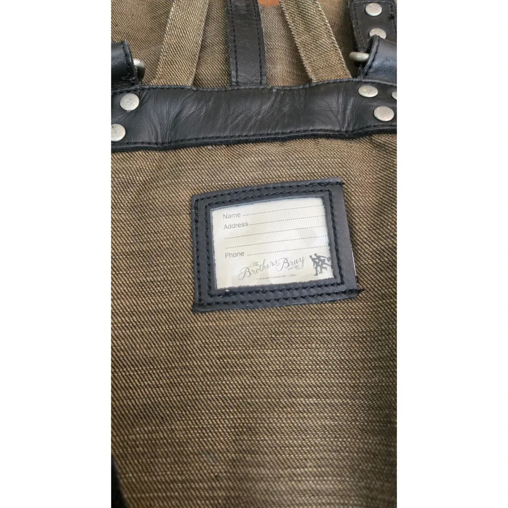 The Brothers Bray & Co Canvas Leather Rucksack Backpack Olive Green Mens‎ Bag